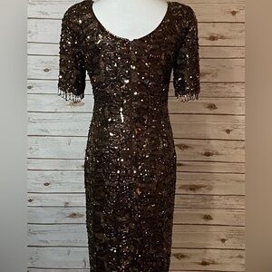 Vintage Oleg Cassini 100% silk beaded dress